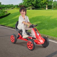 VEVOR Go-Kart mit 4 Rädern Kinderfahrzeug Tretfahrzeug Tretauto 3–8 Jahren Rot