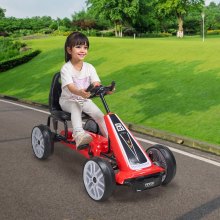 VEVOR Go-Kart mit 4 Rädern Kinderfahrzeug Tretfahrzeug Tretauto 5–12 Jahren Rot