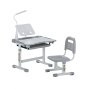 VEVOR Schreibtisch Set Kinderschreibtisch Arbeitstisch und Stuhl höhenverstellbare (53-71 cm) belastbar (100 kg) mit Tischlampe & 0–40° geneigten Schreibtischplatte für Schlafzimmer Grau