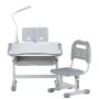 VEVOR Schreibtisch Set Kinderschreibtisch Arbeitstisch und Stuhl höhenverstellbare (53-71 cm) belastbar (100 kg) mit Tischlampe & 0–40° geneigten Schreibtischplatte für Schlafzimmer Grau