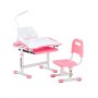 VEVOR Schreibtisch Set Kinderschreibtisch Arbeitstisch und Stuhl höhenverstellbar (53-71 cm) belastbar (100 kg) mit Tischlampe & 0–40° geneigten Schreibtischplatte für Schlafzimmer Rosa