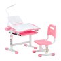 VEVOR Schreibtisch Set Kinderschreibtisch Arbeitstisch und Stuhl höhenverstellbar (53-71 cm) belastbar (100 kg) mit Tischlampe & 0–40° geneigten Schreibtischplatte für Schlafzimmer Rosa