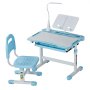 VEVOR Schreibtisch Set Kinderschreibtisch Arbeitstisch und Stuhl höhenverstellbar (53-71 cm) belastbar (100 kg) mit Tischlampe & 0–40° geneigten Schreibtischplatte für Schlafzimmer Blau
