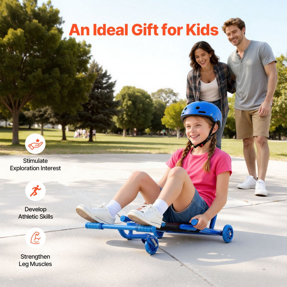 VEVOR Drifter Trike Dreirad 60 kg, Dreiradscooter 960 x 440 x 285 mm, Kinderfahrzeug Dreirad für Kinder ab 4 Jahren, fährt auf allen harten Oberflächen im Innen- und Außenbereich, blau