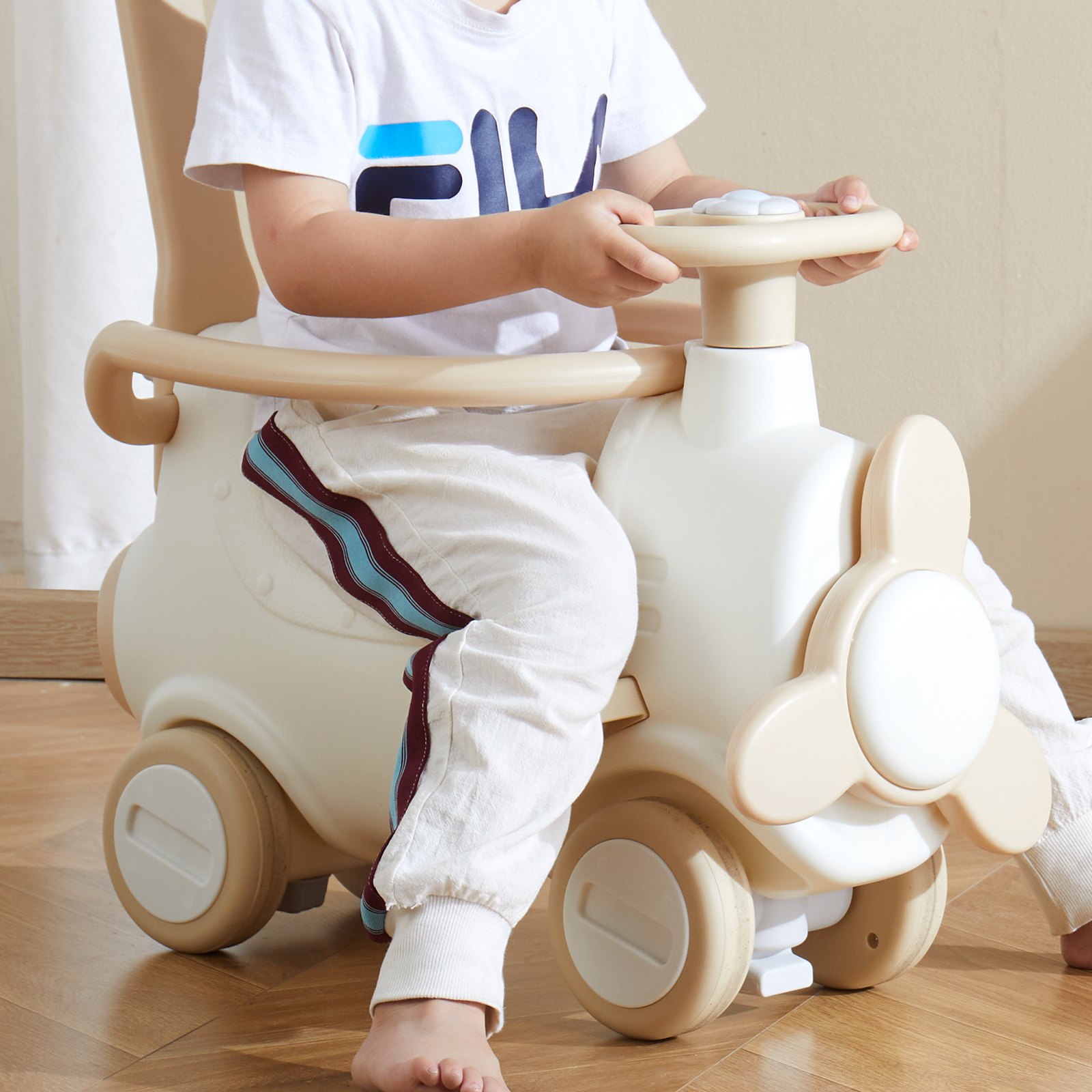 VEVOR 5-in-1 Schaukelpferd für Kleinkinder von 1–3 Jahren, Baby-Schaukelpferd mit Trampolin, abnehmbarem Balance Board, Schiebegriff und 4 leichtgängigen Rädern, trägt bis zu 36 kg, Kinderspiel