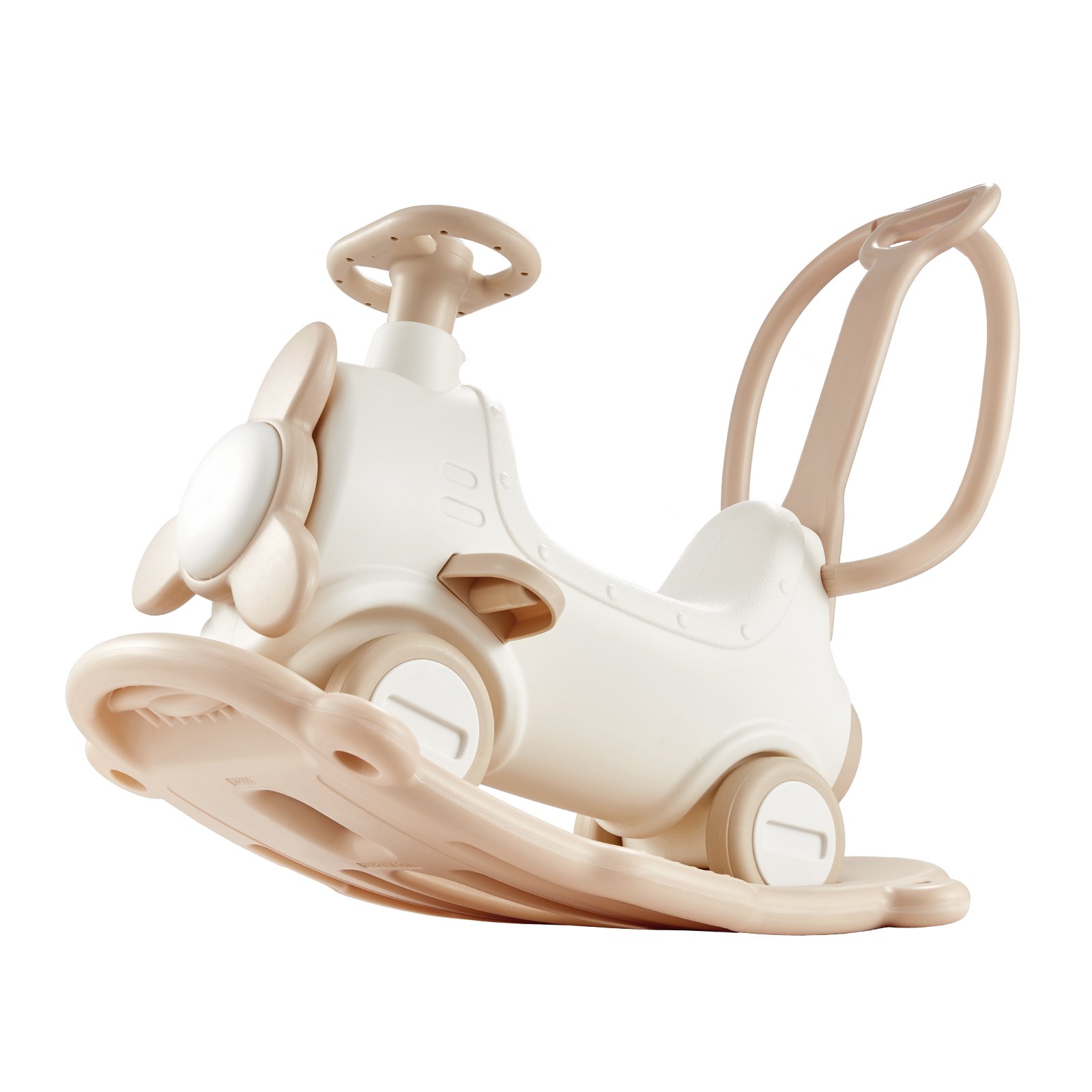 VEVOR 5-in-1 Schaukelpferd für Kleinkinder von 1–3 Jahren, Baby-Schaukelpferd mit Trampolin, abnehmbarem Balance Board, Schiebegriff und 4 leichtgängigen Rädern, trägt bis zu 36 kg, Kinderspiel