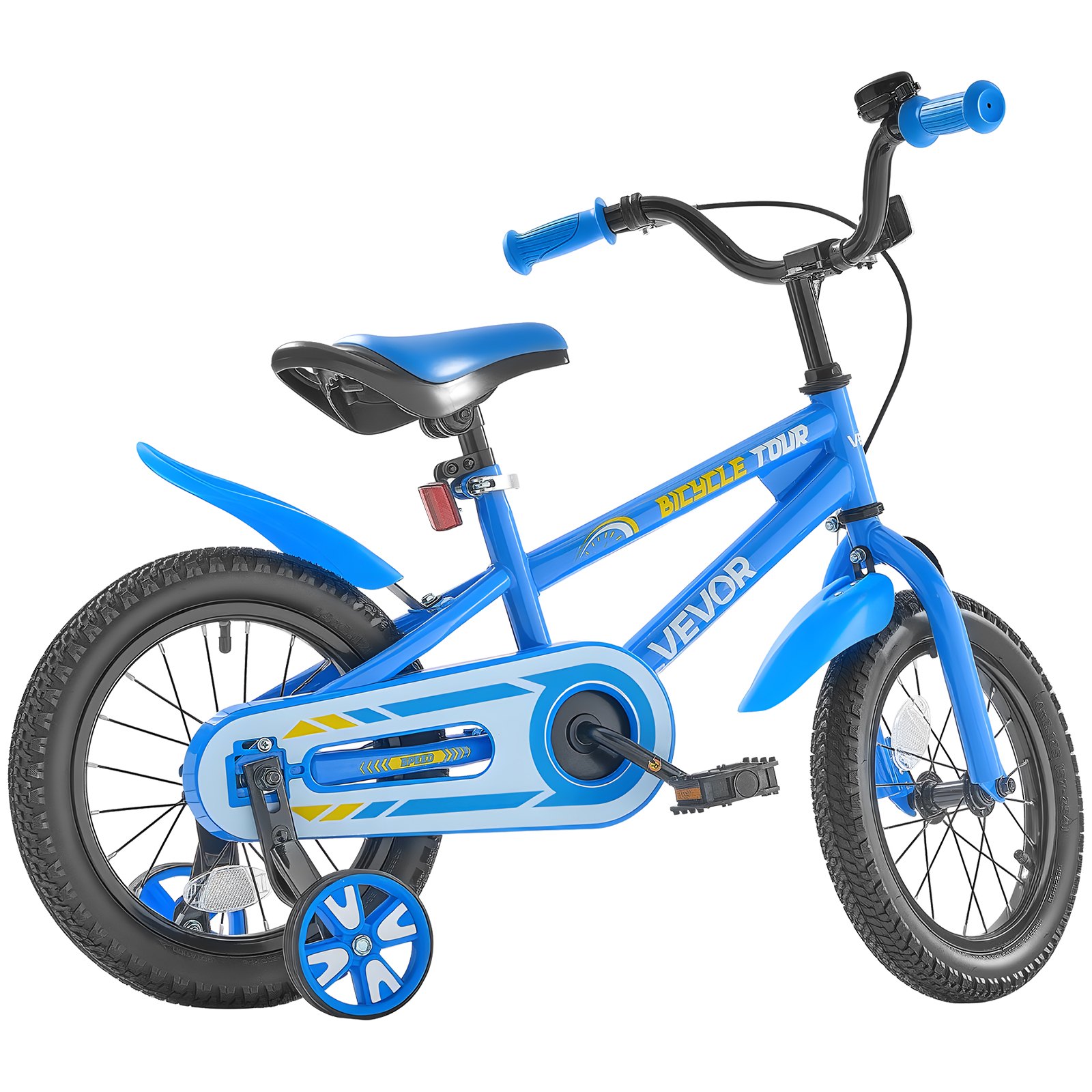 VEVOR Kinderfahrrad, 14 Zoll BMX-Stil-Fahrrad, empfohlene Kindergröße 95-116 cm, Stützräder inklusive, 4-8 Jahren Kinder, Kleinkinderfahrrad für Jungen und Mädchen zum Fahrradlernen, blau