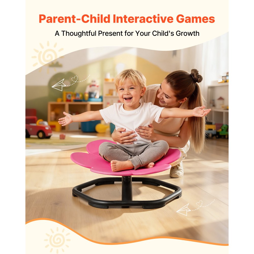 VEVOR Kinderdrehstuhl sensorischer Drehstuhl in Blumenform, 100 kg Tragkraft, sensorisches Spielzeug mit rutschfester Metallfuß, zur Förderung von Koordination Gleichgewicht  Konzentration, Rosa