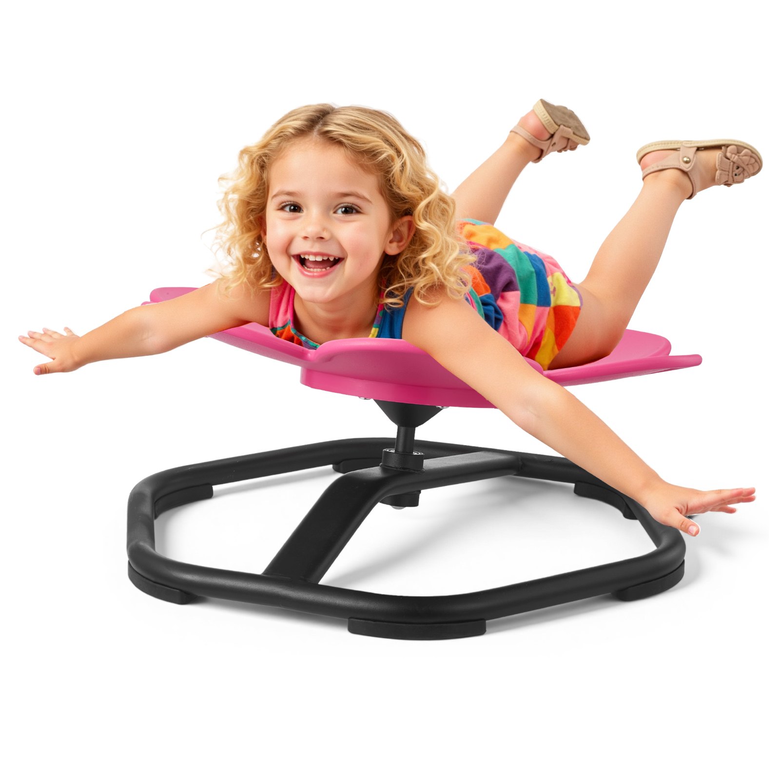 VEVOR Kinderdrehstuhl sensorischer Drehstuhl in Blumenform, 100 kg Tragkraft, sensorisches Spielzeug mit rutschfester Metallfuß, zur Förderung von Koordination Gleichgewicht  Konzentration, Rosa