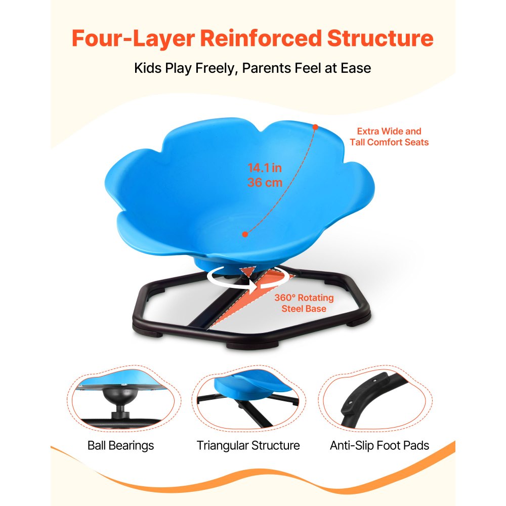 VEVOR Kinderdrehstuhl sensorischer Drehstuhl zylinderförmig, 100 kg Tragkraft, sensorisches Spielzeug mit rutschfester Metallfuß, zur Förderung von Koordination Gleichgewicht  Konzentration, Blau