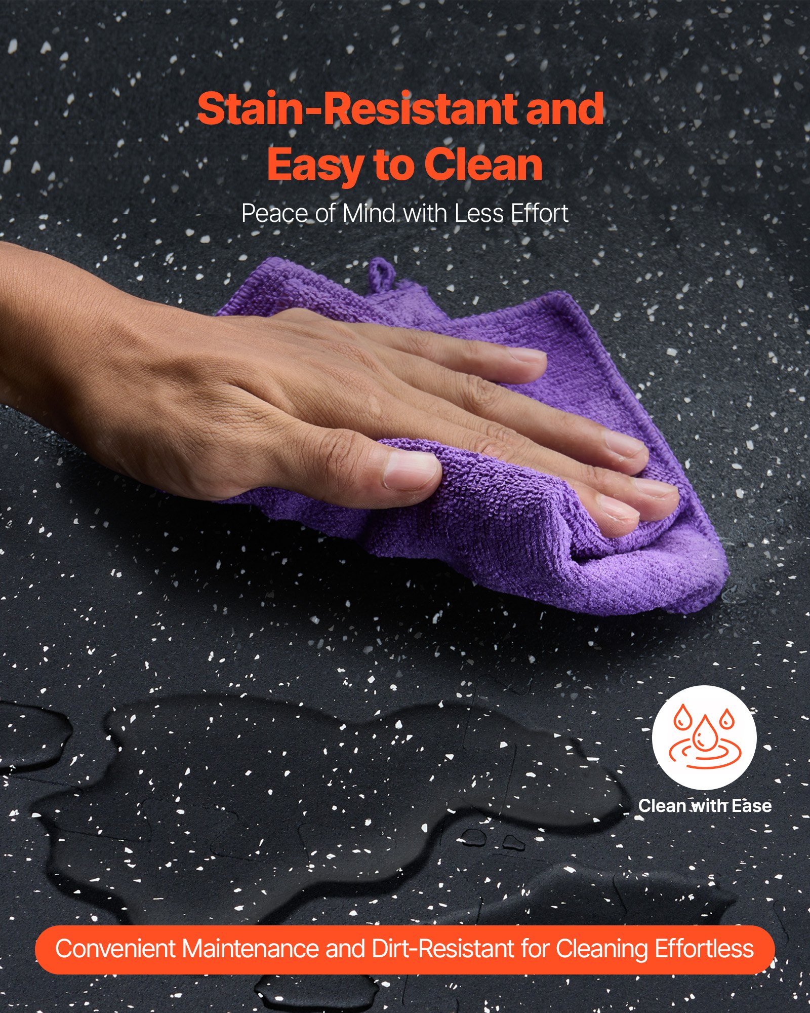 VEVOR Bodenmatten 6 Stk. Gummioberfläche & EVA-Schaum, 315 x 315 mm Trainingsmatten mit 24 Quadratfuß Abdeckung, ineinandergreifende Gymnastikmatten für Fitnessstudio Garage, Schwarz & Weiß