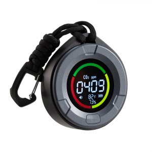 Desktop-CO2-Temperatur- und Luftfeuchtigkeitsmonitor, Echtzeitüberwachung, Hochpräziser CO2-Detektor mit Alarm für das Heimbüro, 400–5000 Ppm CO2-Erkennungsbereich