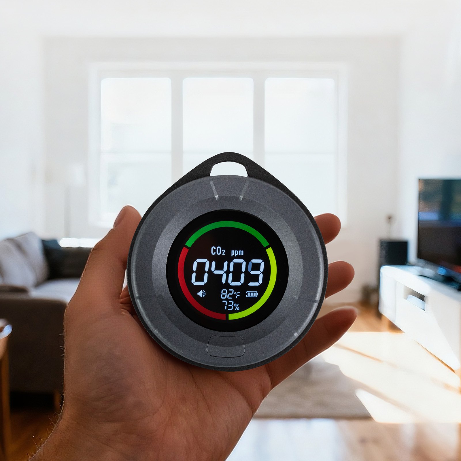 VEVOR Tragbarer CO2 Melder, Mini CO2 Messgerät mit Temperatur-& Feuchtigkeitsanzeige, 400-5000 PPM, Luftqualitätsprüfer, NDIR-Sensor, Kohlendioxid-Detektor, CO2-Sensor für Zuhause, Büro, Auto