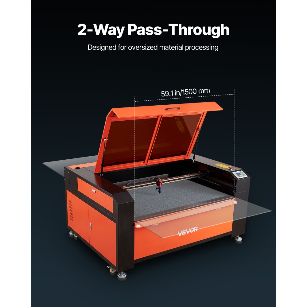 VEVOR 130W CO2 Laser Engraver, 1400 x 900 mm, CO2 Laser Engraver Cutter Machine with Water Chiller, 2 Way Pass Air Assist, 1200 mm/s Speed, Autofocus Engraving Cutting Machine, for Wood Acrylic Glass