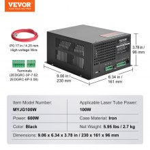 VEVOR CO2-Laser-Netzteil für 100-W-Laserröhren-Lasergravierer/-schneider -30-65℃