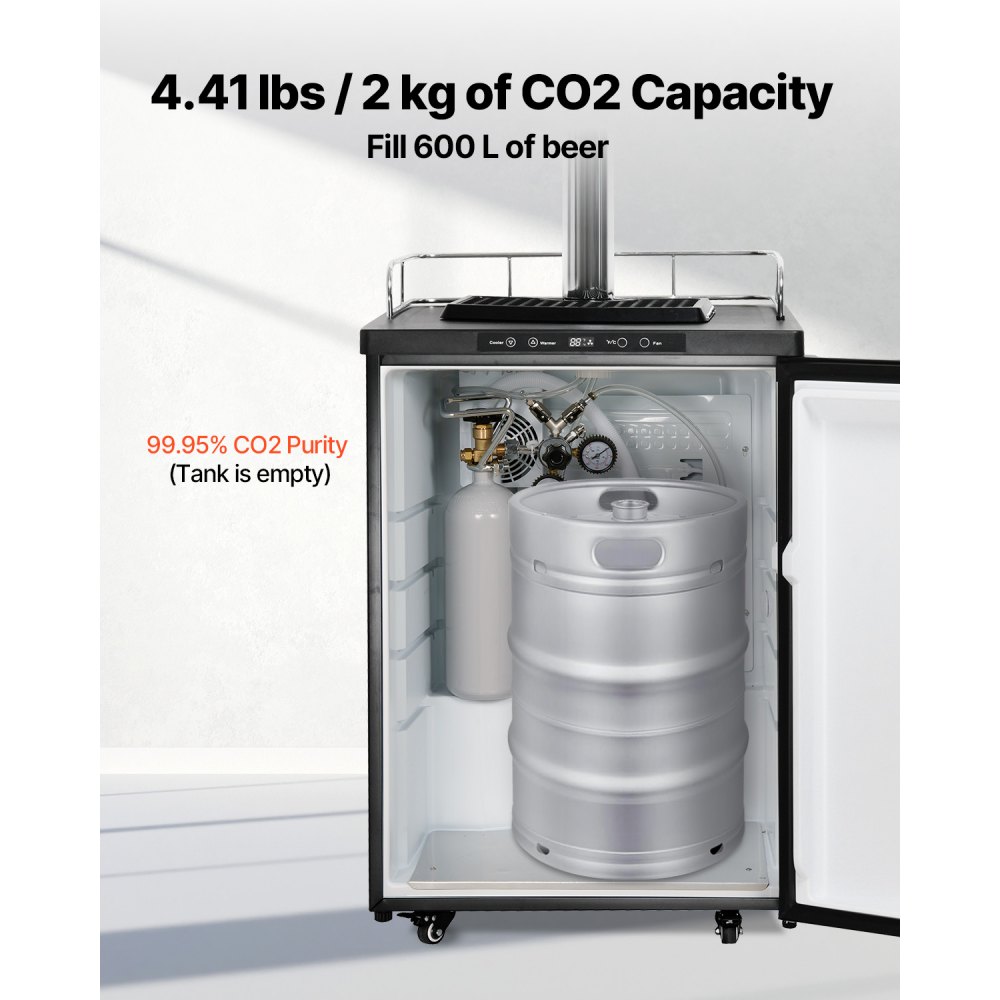 VEVOR CO2 Tank (2 kg) CO2 bottle made of alloy steel, CO2 air tank with gray spray coating, DIN477 valve, handle and adjustable pressure, TÜV-tested gas cylinder for dispensing draft beer without CO₂