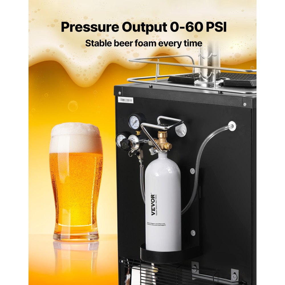 VEVOR CO2 Tank (2 kg) CO2 bottle made of alloy steel, CO2 air tank with gray spray coating, DIN477 valve, handle and adjustable pressure, TÜV-tested gas cylinder for dispensing draft beer without CO₂