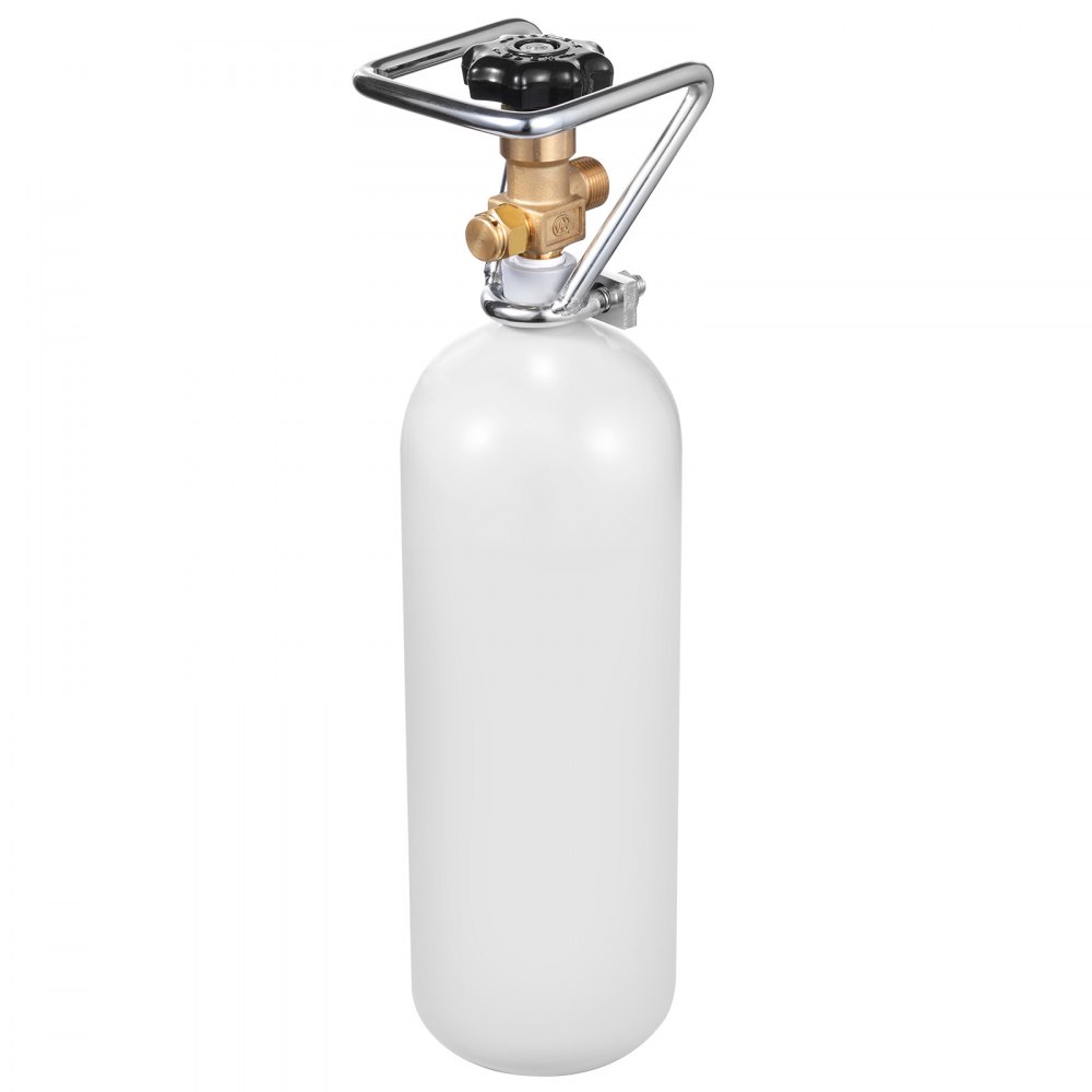 VEVOR CO2 Tank (2 kg) CO2 bottle made of alloy steel, CO2 air tank with gray spray coating, DIN477 valve, handle and adjustable pressure, TÜV-tested gas cylinder for dispensing draft beer without CO₂
