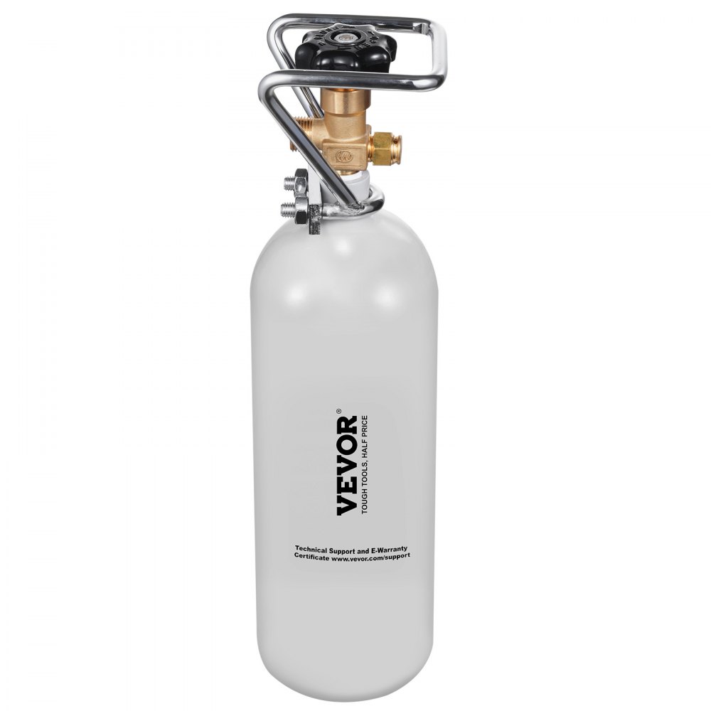 VEVOR CO2 Tank (2 kg) CO2 bottle made of alloy steel, CO2 air tank with gray spray coating, DIN477 valve, handle and adjustable pressure, TÜV-tested gas cylinder for dispensing draft beer without CO₂