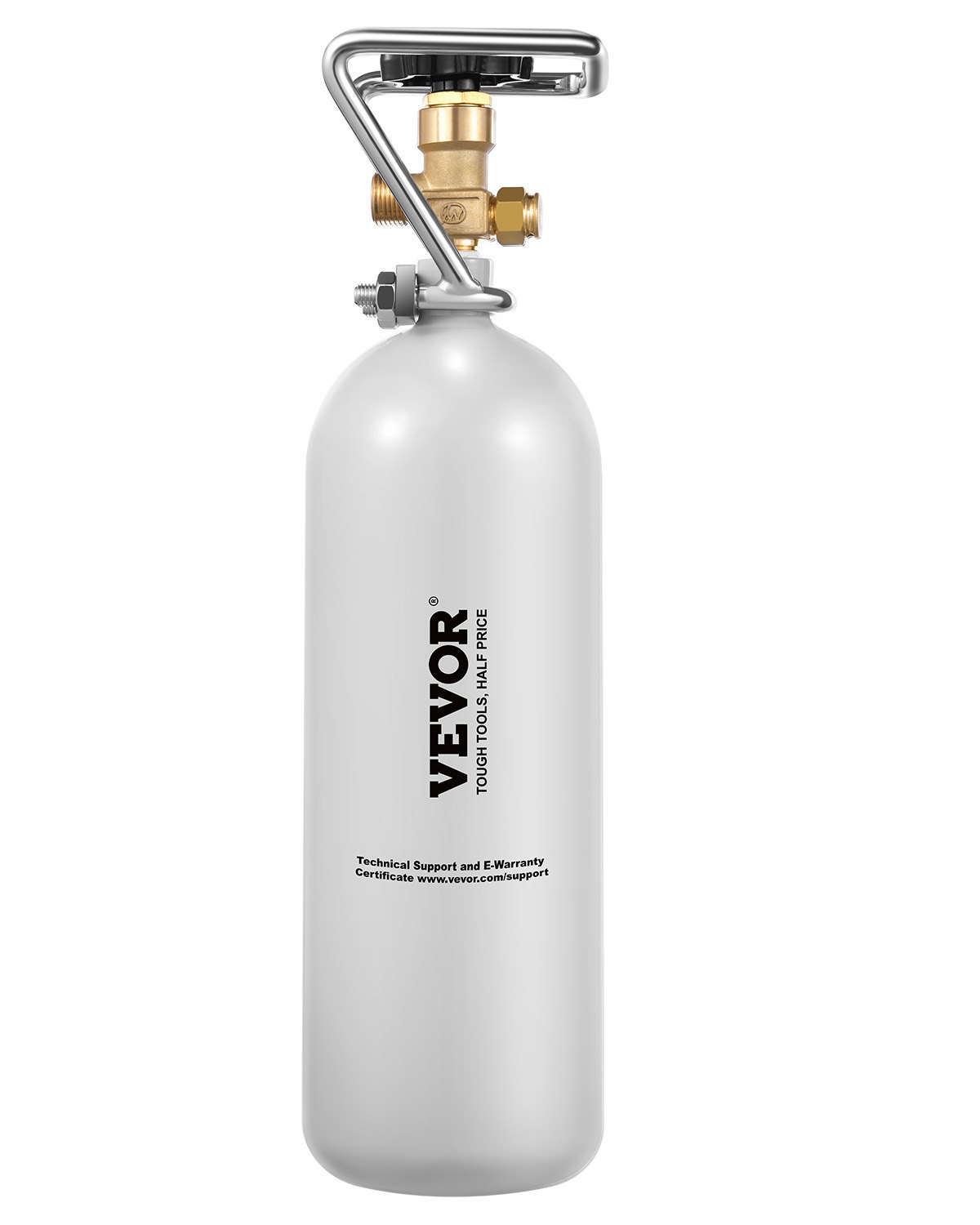 VEVOR CO2 Tank (2 kg) CO2 bottle made of alloy steel, CO2 air tank with gray spray coating, DIN477 valve, handle and adjustable pressure, TÜV-tested gas cylinder for dispensing draft beer without CO₂