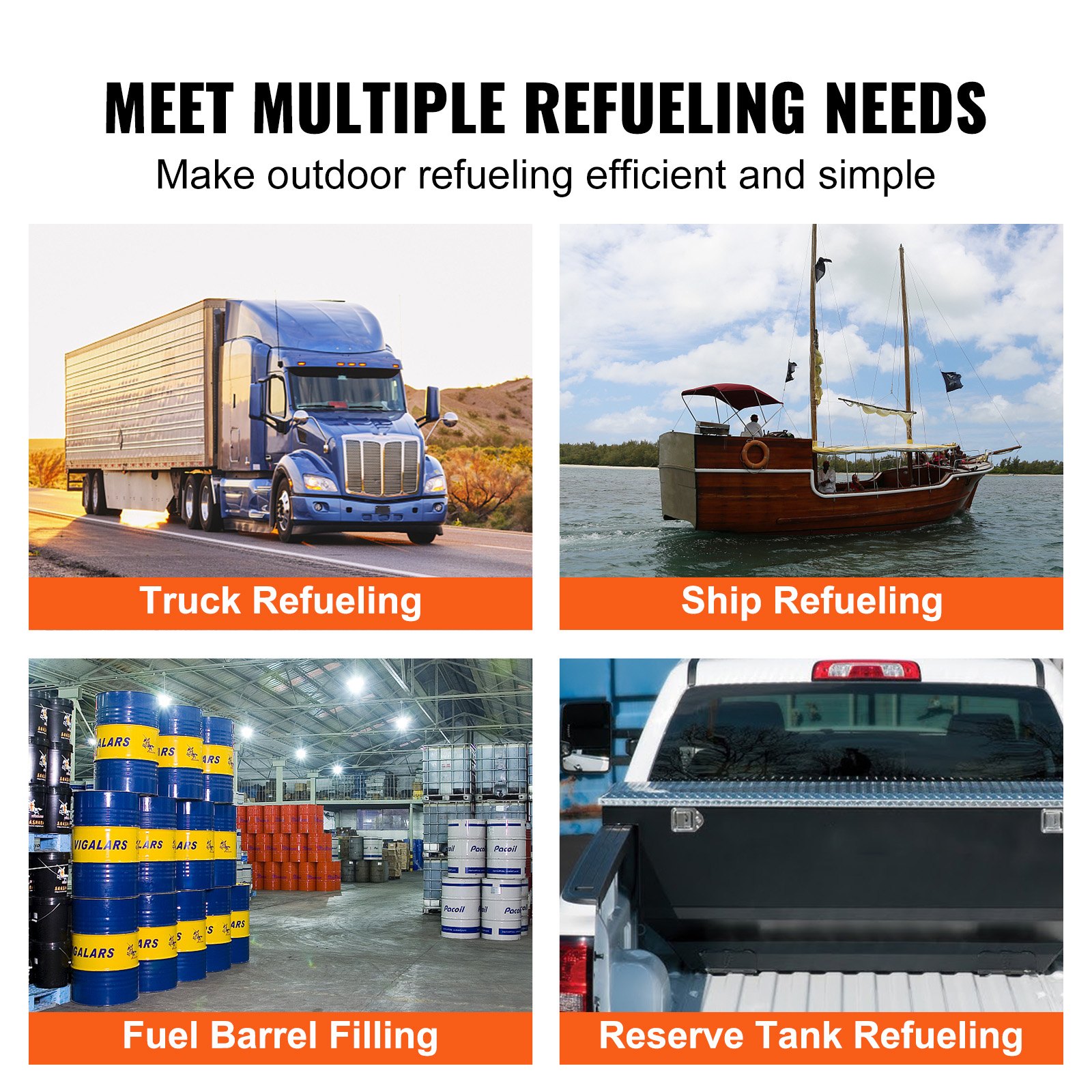 VEVOR Kraftstoff-Transferpumpe, 12 V, 75,7 L/min, 1/4 PS, Absaugpumpe mit hohem Durchfluss & Kraftstoff-Sammelkasten-Design für Benzin, Diesel, Kerosin, Biodiesel, Ethanol- & Methanolmischungen