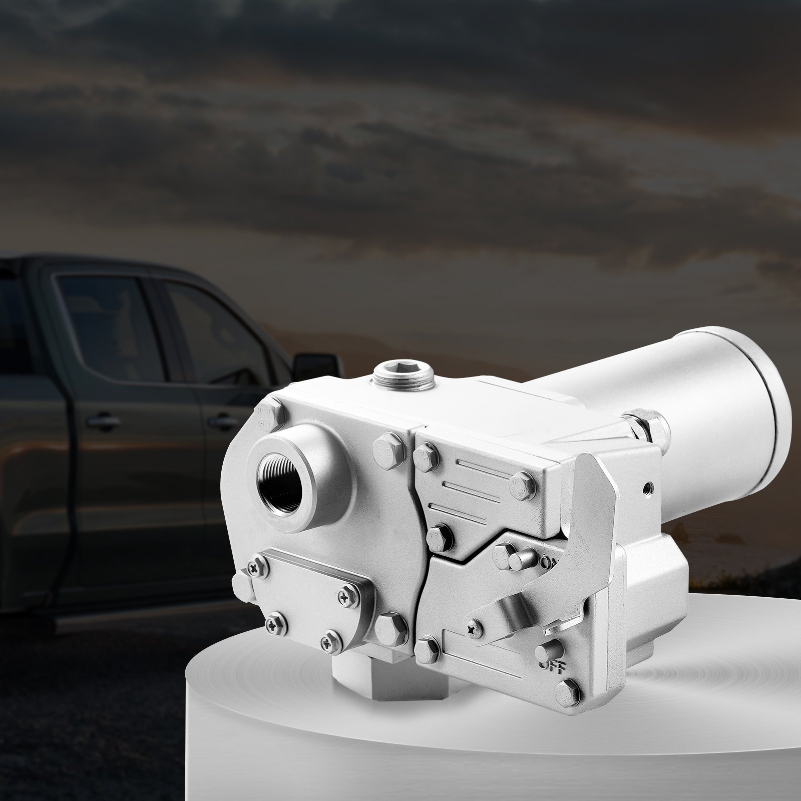 VEVOR Kraftstoff Umfüllpumpe, 12 V DC, 15 GPM, 1/5 PS, elektrische Dieselpumpe mit Zahnradgetriebe und automatischer Kraftstoffdüse, langer Einlass- & Auslassschlauch für Benzin, Diesel, Kerosin