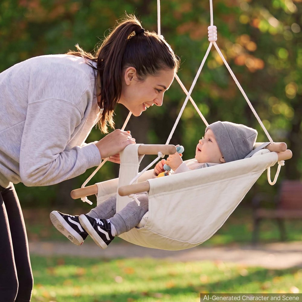 VEVOR 3-in-1 Babyschaukel Kinderschaukel 30kg Hängeschaukel aus Canvas Weiß, für Indoor & Outdoor, 5-Punkt-Sicherheitsgurt, Hängesitz mit Integriertem Kissen für Kinder bis 3 Jahre, CE/CPC-Zertifiziert