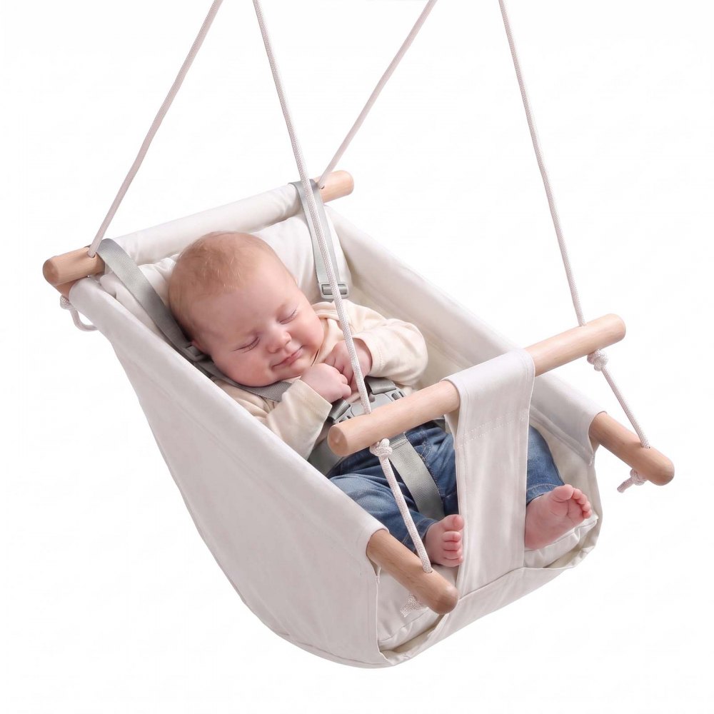 VEVOR 3-in-1 Babyschaukel Kinderschaukel 30kg Hängeschaukel aus Canvas Weiß, für Indoor & Outdoor, 5-Punkt-Sicherheitsgurt, Hängesitz mit Integriertem Kissen für Kinder bis 3 Jahre, CE/CPC-Zertifiziert