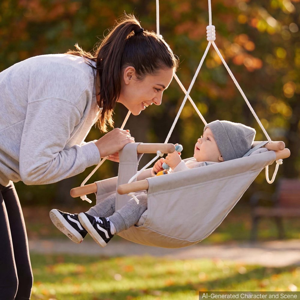 VEVOR 3-in-1 Babyschaukel Kinderschaukel 30kg Hängeschaukel aus Canvas Grau, für Indoor & Outdoor Geeignet, 5-Punkt-Gurt & Baumgurte, Hängesitz aus Holz mit Integriertem Kissen für Kleinkinder bis 3 Jahre