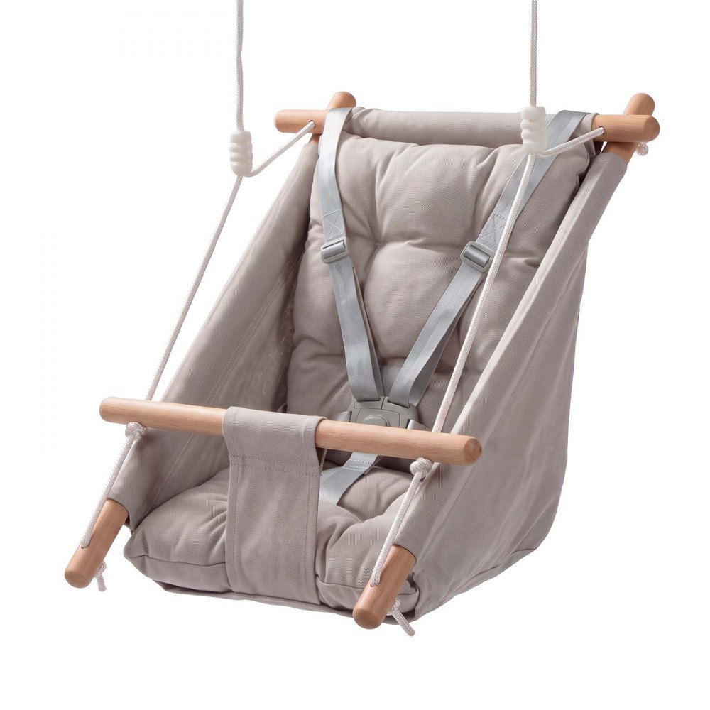 VEVOR 3-in-1 Babyschaukel Kinderschaukel 30kg Hängeschaukel aus Canvas Grau, für Indoor & Outdoor Geeignet, 5-Punkt-Gurt & Baumgurte, Hängesitz aus Holz mit Integriertem Kissen für Kleinkinder bis 3 Jahre