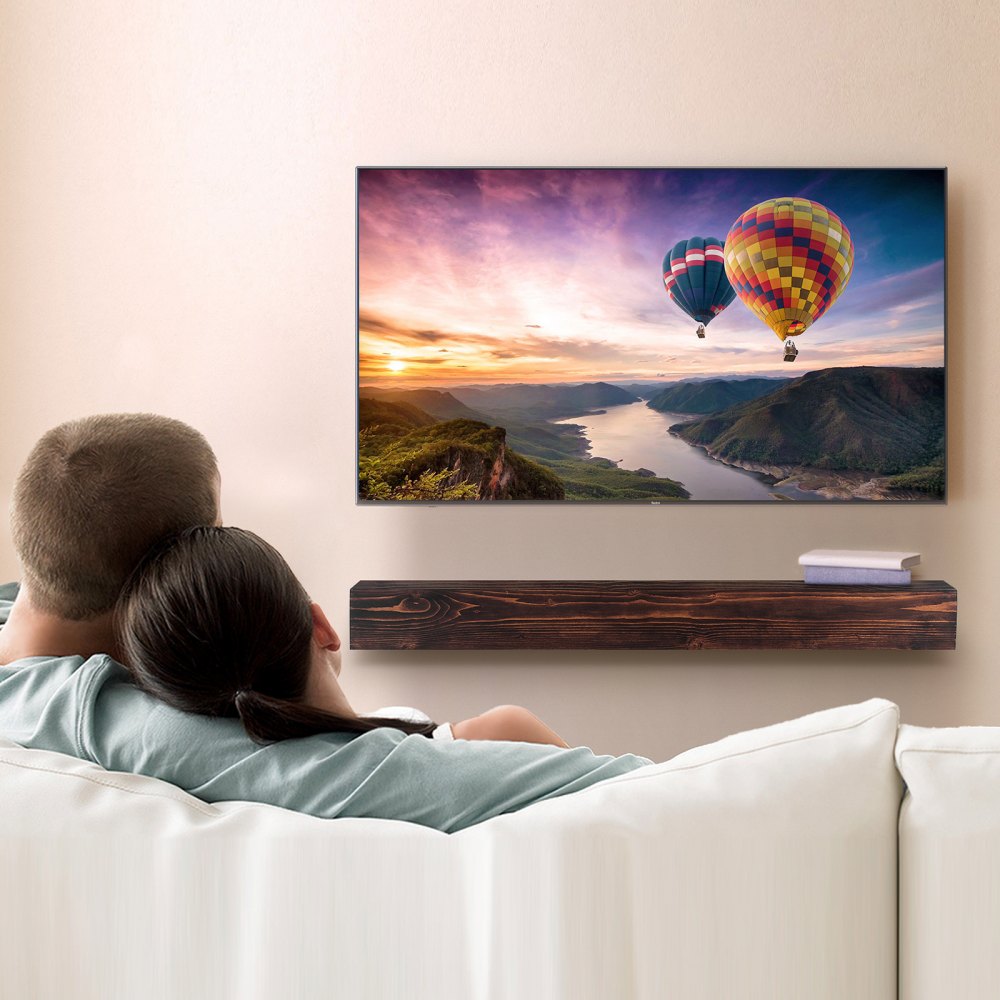 VEVOR Kaminsims, 121,9 x 20,3 x 12,7 cm, Tragkraft 22,7 kg, Kaminsims aus Naturholz für über dem Kamin, schwebendes Bauernhausregal zur Wandmontage, handgefertigter Kaminsims als Wanddekoration, rustikales Braun