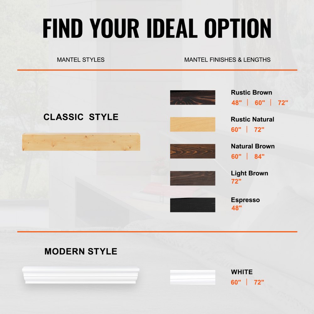 VEVOR mantelpiece, 152.4 x 20.3 x 15.2 cm, load capacity 22.7 kg, natural wood mantelpiece for above the fireplace, floating farmhouse wall-mounted shelf, handcrafted wooden mantelpiece as wall decoration, rustic natural wood