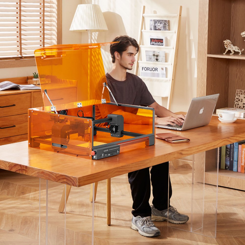 VEVOR Lasergravierer, 10 W, Lasergravur- & Schneidemaschine mit Gehäuse, Laserschneider, Graviermaschine, 300x300 mm Arbeitsbereich, 7000 mm/min, für Holz, Leder, Glas, bestimmte Metalle, Klasse 1