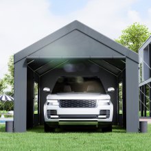 VEVOR Zeltgarage 3,7 x 6 x 2,96 m Garagenzelt aus 180 g/m² doppelseitig beschichtetes PE und verzinktes Stahlrohr Lagerzelt Carport 38 mm Säulendurchmesser Gerätezelt für 2–3 Erwachsene Dunkelgrau