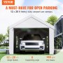 VEVOR Zeltgarage 3,7 x 6 x 2,96 m Garagenzelt aus 180 g/m² doppelseitig beschichtetes PE und verzinktes Stahlrohr Lagerzelt Carport 38 mm Säulendurchmesser Gerätezelt für 2–3 Erwachsene Weiß