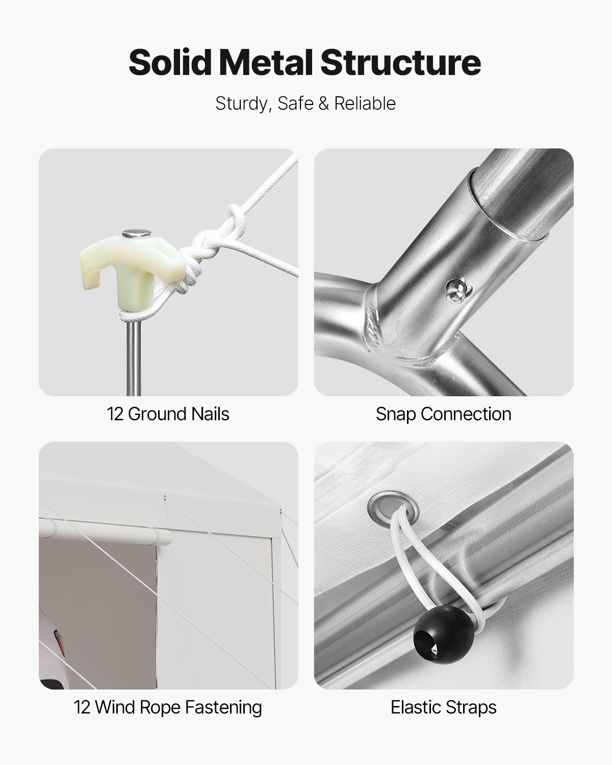 VEVOR Zeltgarage, 3,05x6,09x2,87m Autoüberdachung, Carport mit abnehmbaren Seitenwänden und Tür, Autounterstand, UV-beständig und wasserabweisend, Ganzjahresschutz für Auto und Boot, weiß