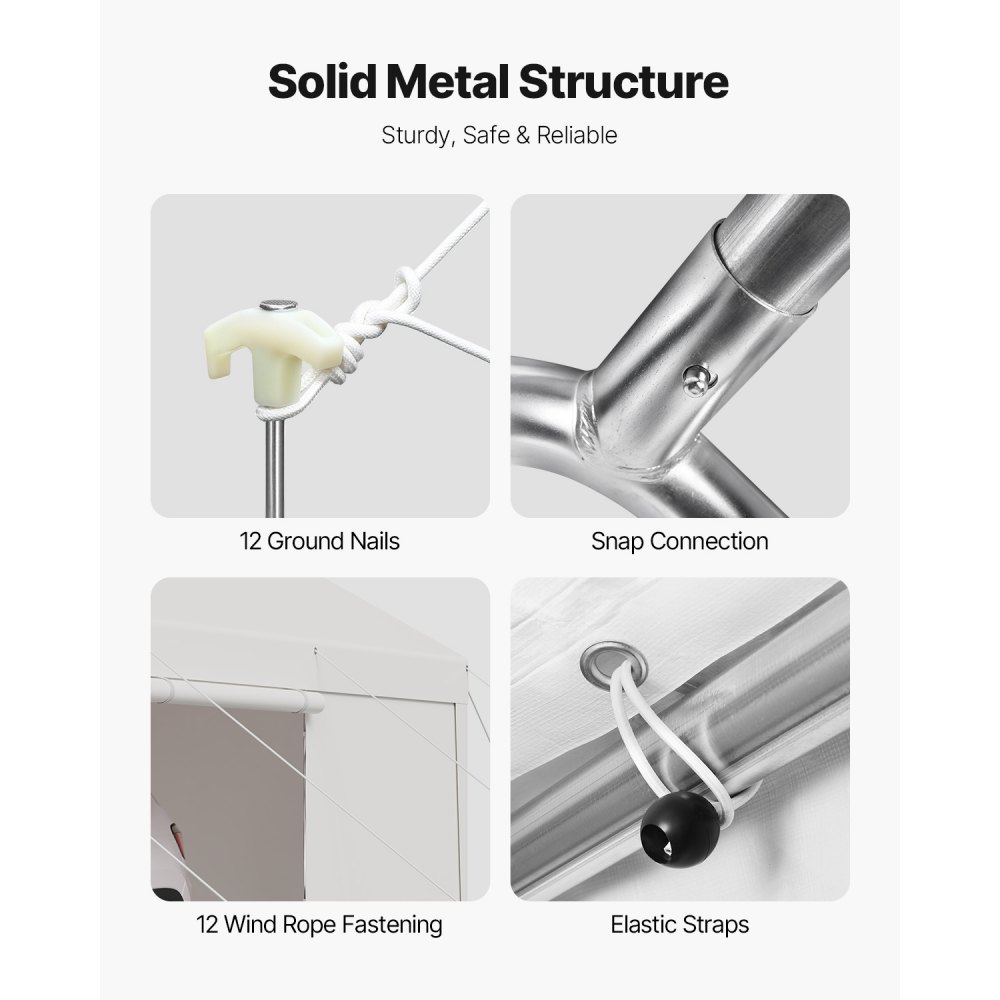 VEVOR Carport, 3,65x6,09x3,02 m Autoüberdachung, Zeltgarage mit abnehmbaren Seitenwänden & Tür, Autounterstand, UV-beständig und wasserabweisend, Ganzjahresschutz für Auto und Boot, weiß