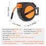 VEVOR compressed air hose reel, 9.52 mm x 15.24 m air hose, max. 300 PSI, hose reel with automatic rewind, ceiling/wall mounting, closed PP reel & 180° swivel bracket