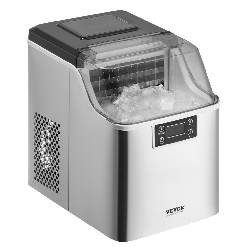 VEVOR Eiswürfelbereiter Eisbereiter Eiswürfelmaschine 24 Würfel in 15 Minuten, 20,4 kg / 24 h, tragbarer Eiswürfelbereiter mit Schaufel & Korb, Eismaschine mit 3 Größen für Küche Bar Party