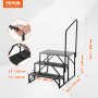 VEVOR Motorhome Steps, 3-Step Motorhome Staircase, 200 kg Load Capacity, Thickened Carbon Steel, with Handrail, Non-Slip Steps for Safe Entry and Exit, Suitable for Motorhomes and Trailers