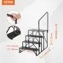 VEVOR Wohnmobil-Stufen, 4-stufige Wohnmobil-Treppe, 200 kg Tragkraft, verdickter Karbonstahl, mit Handlauf, rutschfeste Stufen für sicheres Ein- und Aussteigen, geeignet für Wohnmobil, Anhänger