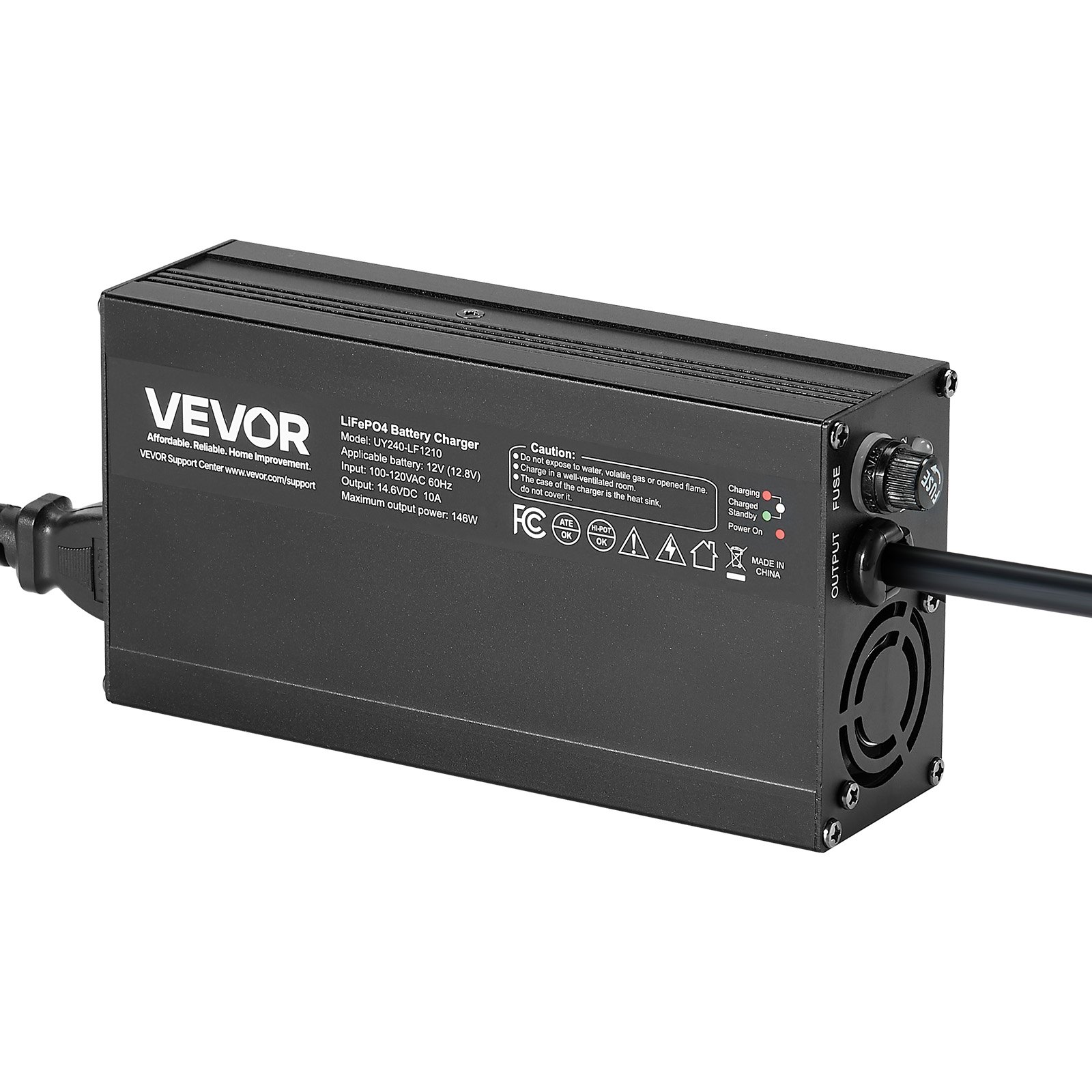 VEVOR 12 V 10 A Lithium-Batterieladegerät, 14,6 V DC Ladespannung, mit Anderson-Anschluss, LED-Anzeige, 0-V-Aktivierung, für Lithium-LiFePO4-Deep-Cycle-Akkus von Booten, Wohnmobilen