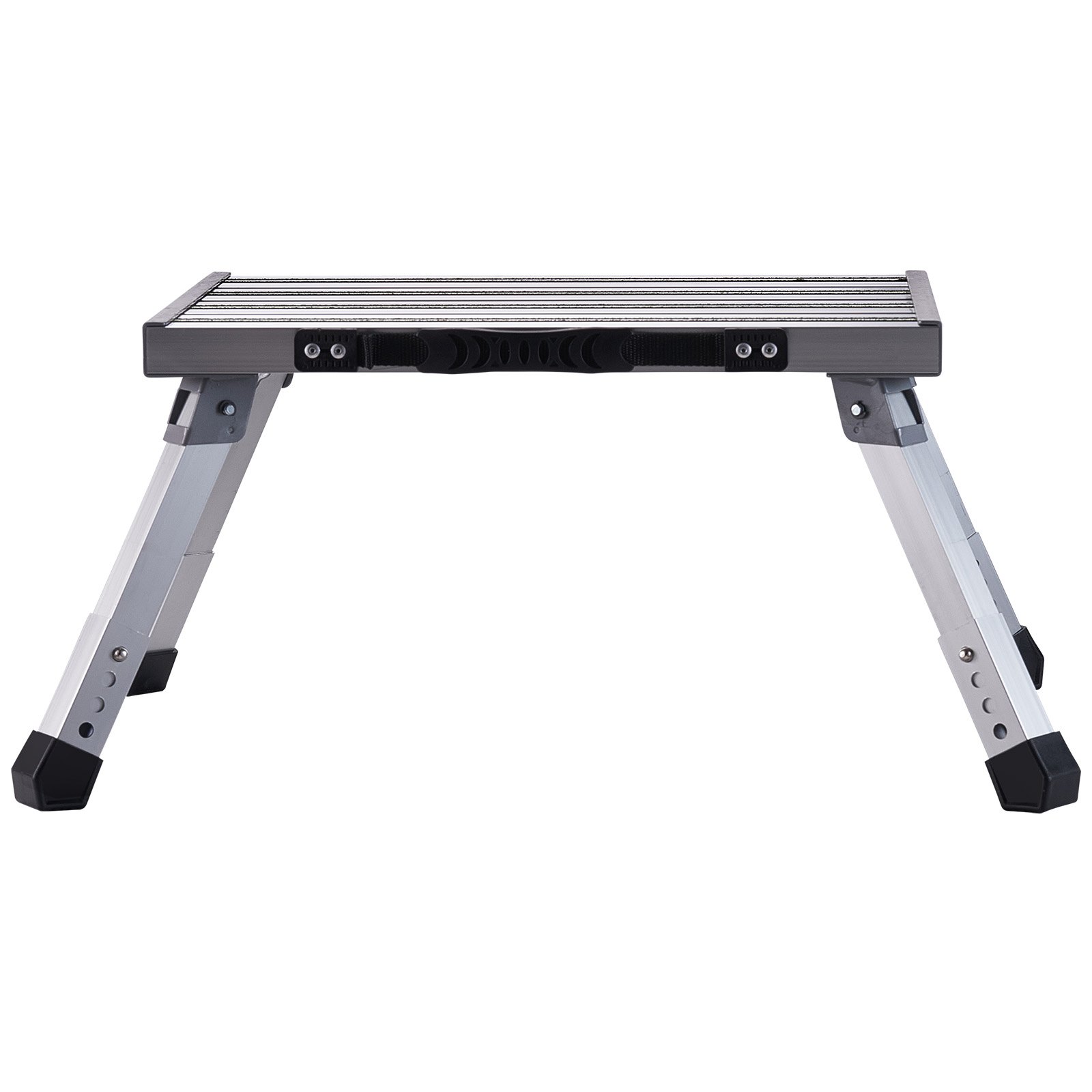 VEVOR Haushaltsleiter 550x420x220mm Trittleiter faltbar aus Alu Stehleiter 1 Stufe Stufenleiter 150kg Tragfähigkeit Klapptritt 224-239-252-264mm Höhenverstellbar Küchenleiter Rutschfest Tritthocker