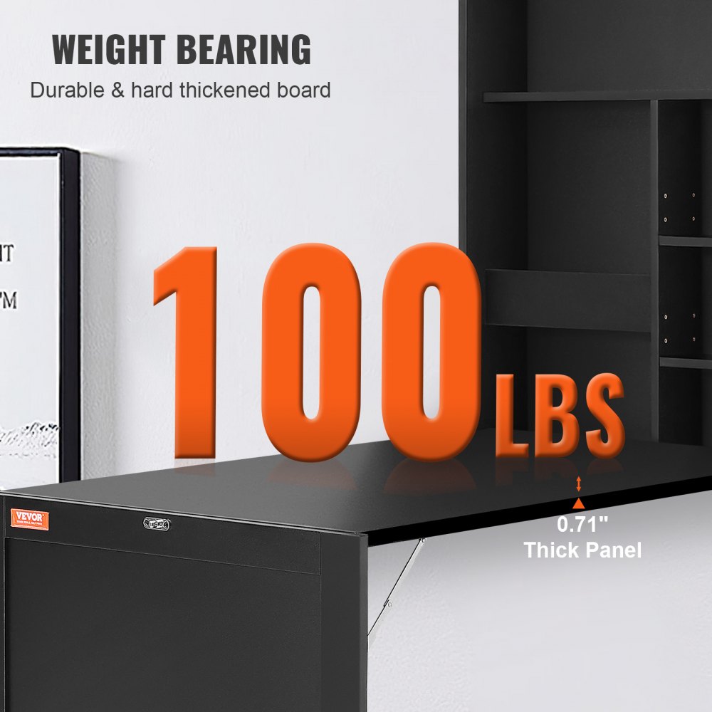 VEVOR Wandschreibtisch Ausklappbarer Schreibtisch Kreidetafel Ablagefläche