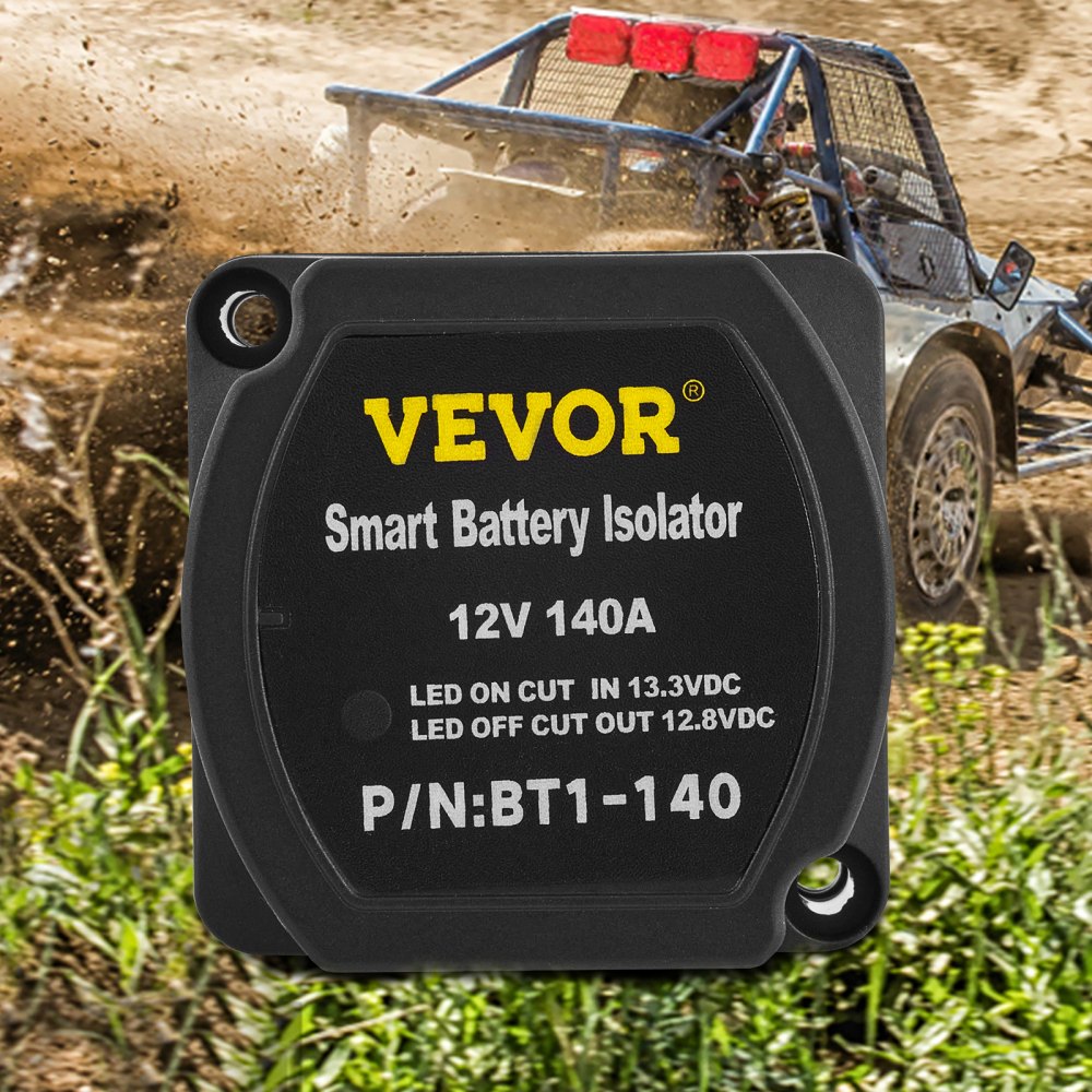 VEVOR Doppelbatterie Trennrelais 12 V Split Charge Kit, 140 A spannungsempfindliches Relais Set -30-105 ℃, automatisches Ladegerät & 6 m Kabel Set für Lastwagen, Wohnmobil, Werkstatt, Auto & Schiff