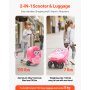 VEVOR Scooter Koffer, 20 L Fassungsvermögen, Reisekoffer mit Flash-PU-Rädern, TPR-Anti-Rutsch-Griff, max. Gewichtskapazität 50 kg, Kinderkoffer Handgepäck, für Kinder ab 5 Jahren, Pink