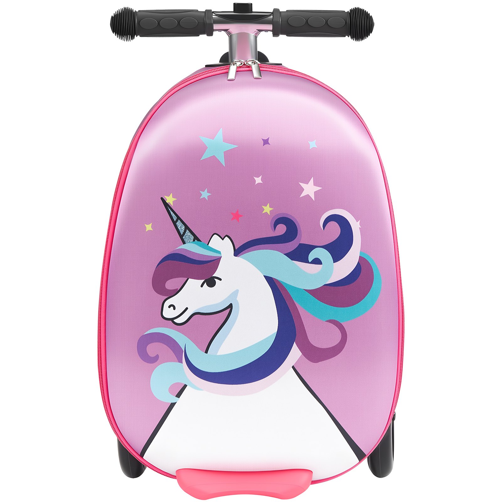 VEVOR Scooter Koffer, 20 L Fassungsvermögen, Reisekoffer mit Flash-PU-Rädern, TPR-Anti-Rutsch-Griff, max. Gewichtskapazität 50 kg, Kinderkoffer Handgepäck, für Kinder ab 5 Jahren, Lila