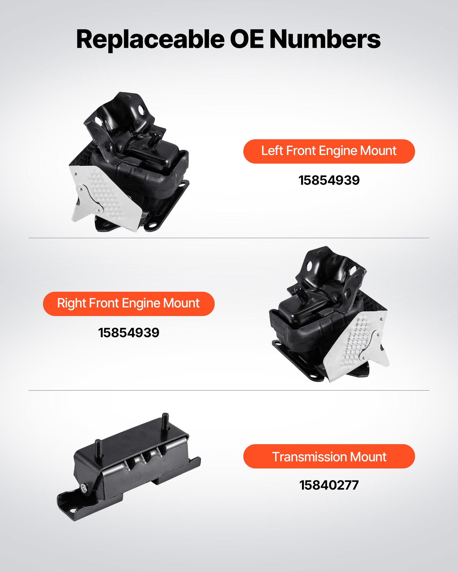 VEVOR Motor-Getriebehalterungssatz Motorhalterung Ersatz (3-tlg.) kompatibel mit 2007–2013 Chevrolet Silverado 1500 5,3 l V8, ersetzt OE# A5365, A5365, A2638, sichere Unterstützung