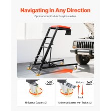 VEVOR Rollbar Automotive Topside Creeper, Engine Creeper 1080–1645 mm Einstellbar, 181,44 kg Kapazität High Top Creeper, 4 Lenkrollen, Gepolstertes Deck, Creeper für die Garage zu Hause