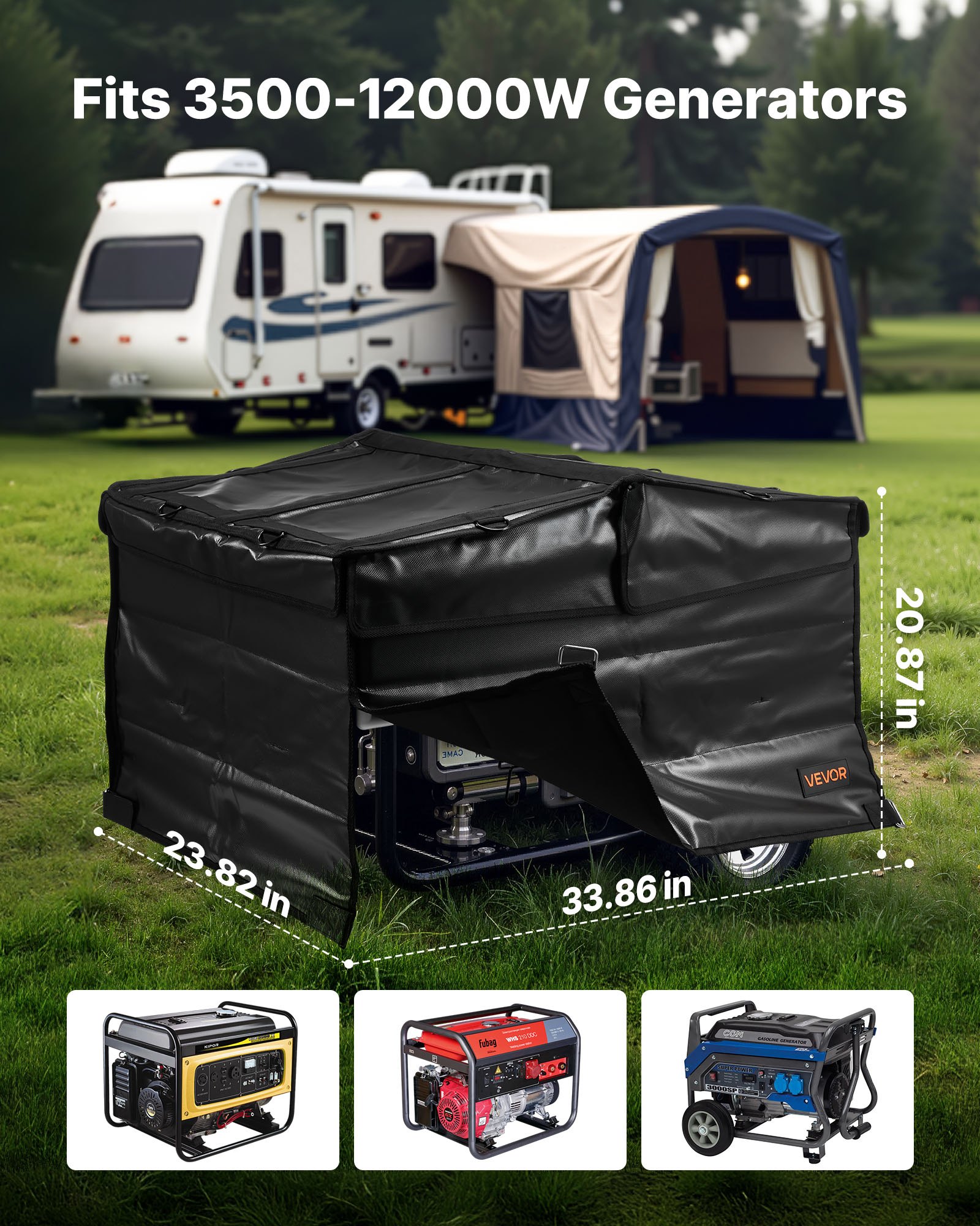 VEVOR Generatorabdeckung (860 x 605 x 530 mm) wasserfeste Schutzhülle für die meisten Generatoren mit 3500–12000 W, Generator-Laufabdeckung mit strapazierfähigem & dickem 420D-Oxford-Gewebe
